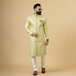 Stunning Yellow Banarasi Brocade Achkan | Father Son Combo | Perfect for Grooms | Jaipurio Collection